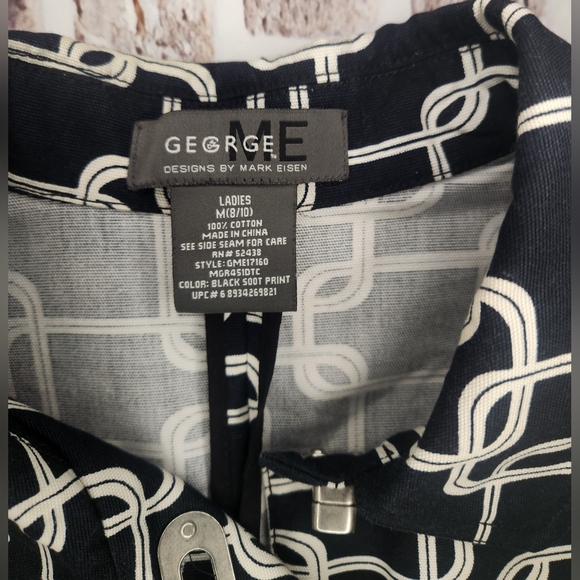 George by Mark Eisen Lightweight Goemetric Trench Coat Size Medium - Picture 6 of 10